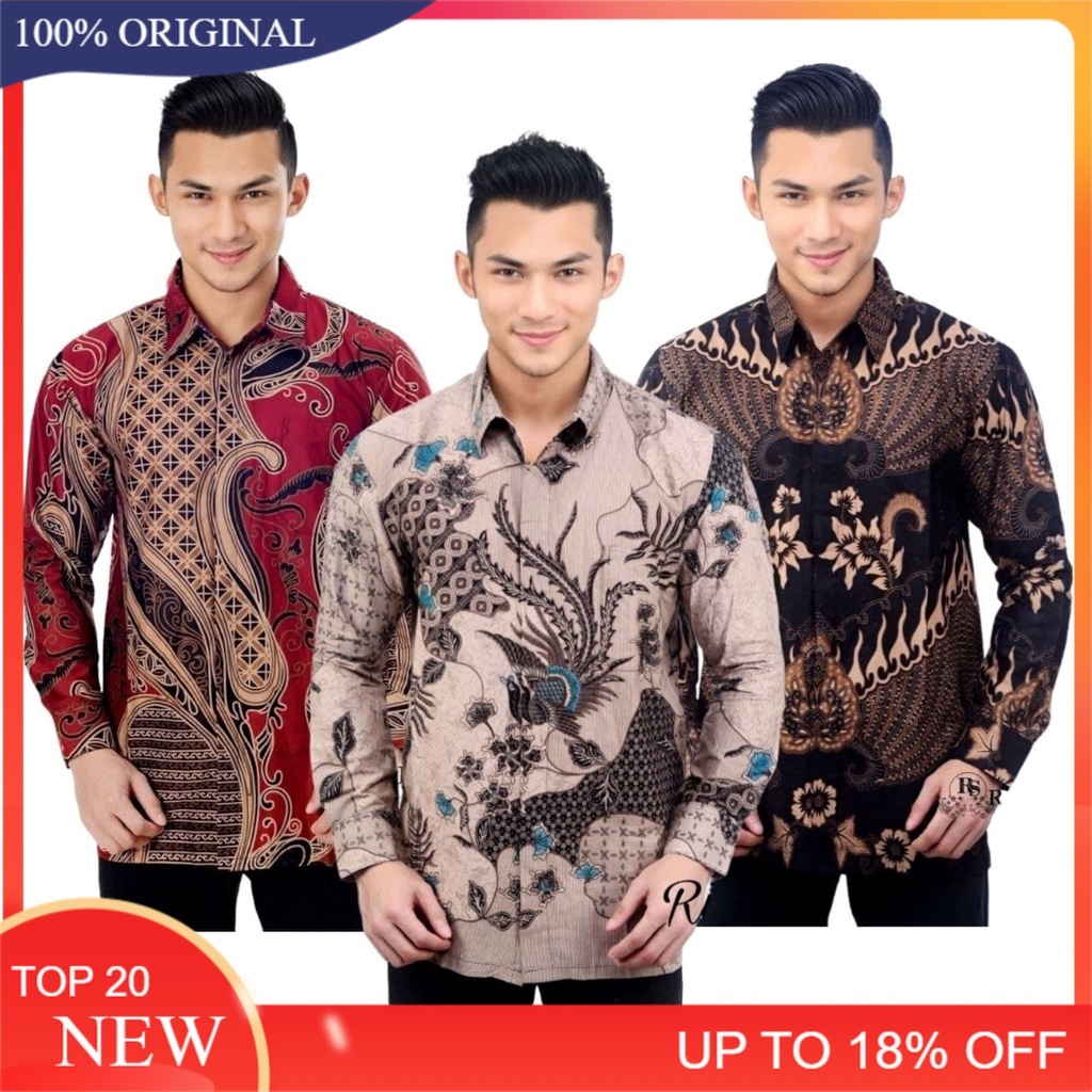 Batik Pria Lengan Panjang  Kemeja Batik Lengan Panjang  motif KERATONAN Kode 002 size M L XL XXL Reguler