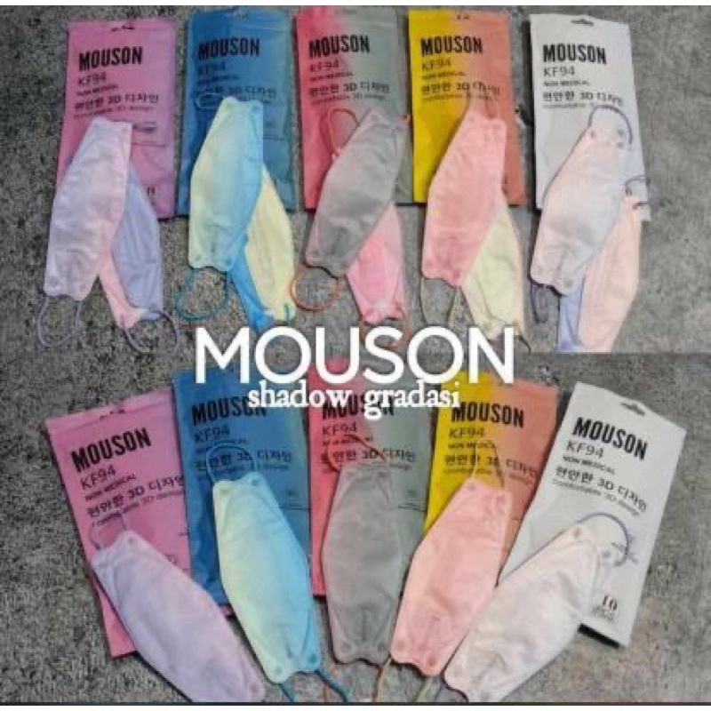 MASKER KF94 MOUSON SHADOW GRADASI MIX WARNA ISI 10PCS/MASKER KOREA MURAH