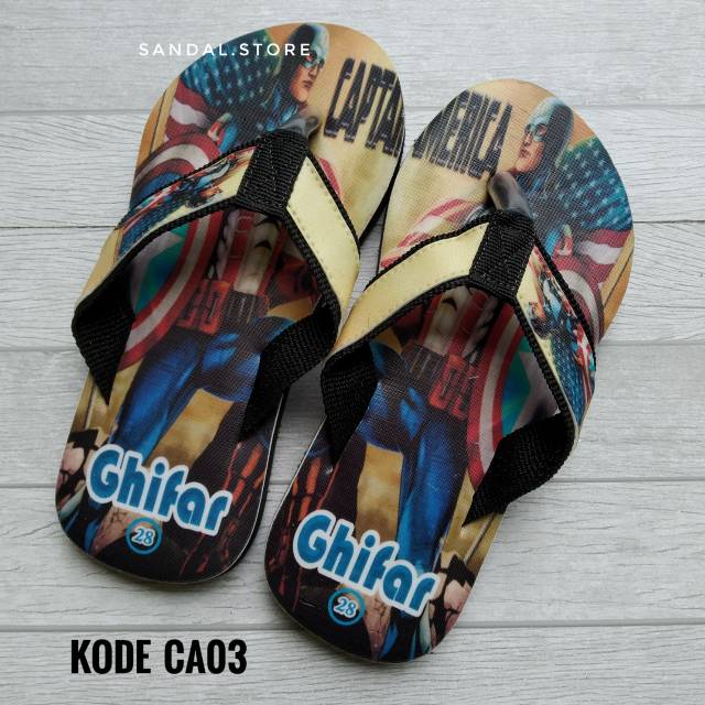 Sandal Custom karakter Captain Amerika FREE Custom Suka Suka Anak/Dewasa