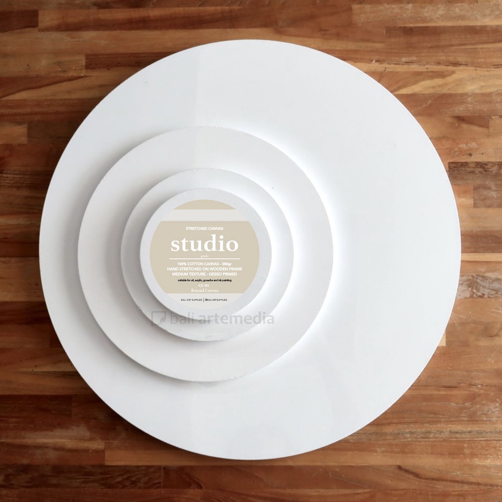 

100% Cotton Canvas Stretched Round Bali Artemedia - Studio Grade - Diameter 40 / 50 / 60 / 80cm