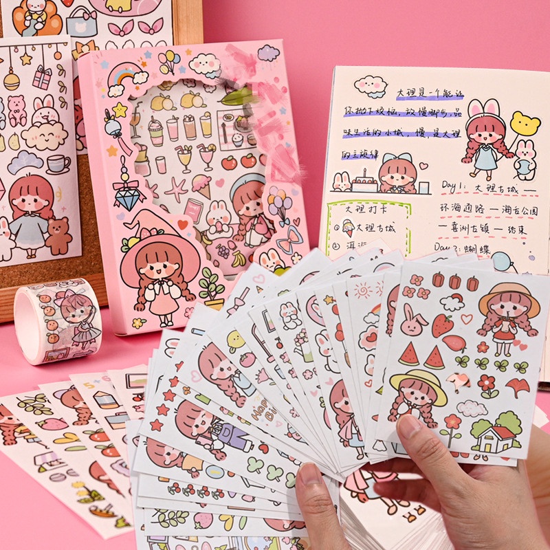 50 Lembar Stiker Kertas Washi Motif Kartun Gaya Jepang Untuk Dekorasi Scrapbook / Jurnal DIY