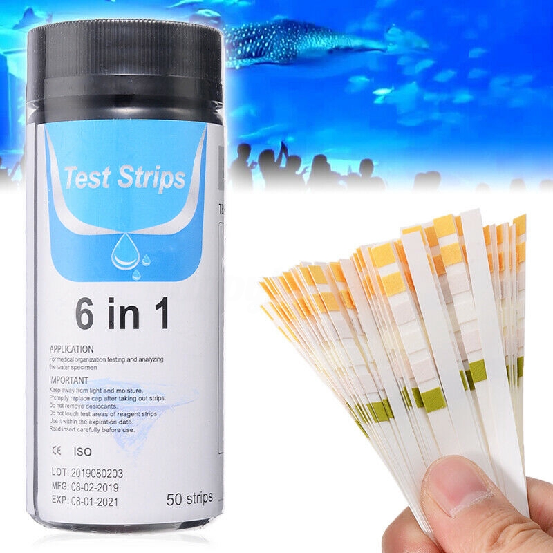 50pcs Water Test Strip 6 In 1 Pool Spa Ph Chlorine Alkalinity Bromine Hardness Acid Spa Aquarium Shopee Indonesia