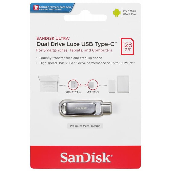 Sandisk Ultra Dual Drive Luxe USB Type-C Flashdisk 128GB SDDDC4 - ORIGINAL