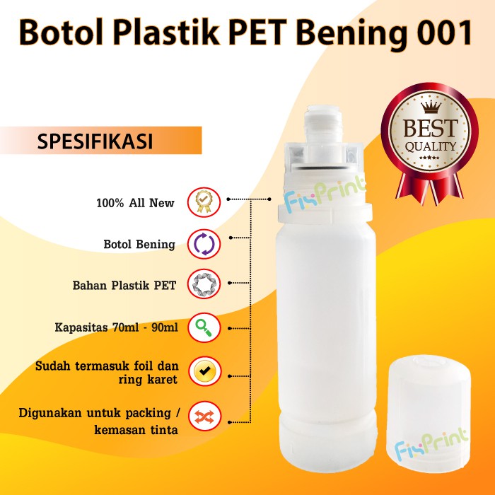 Botol Plastik PET Bening Kemasan 70ml Bahan Plastik