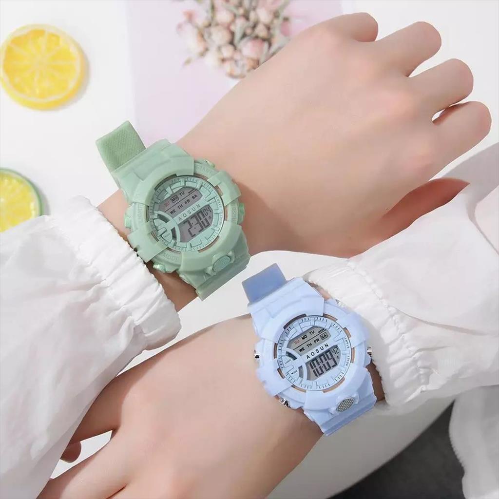 YA 137 - Jam Tangan Karet Rubber Digital LED KOREA Sport Bulat Unisex untuk Pria / Wanita / Anak anak / Remaja