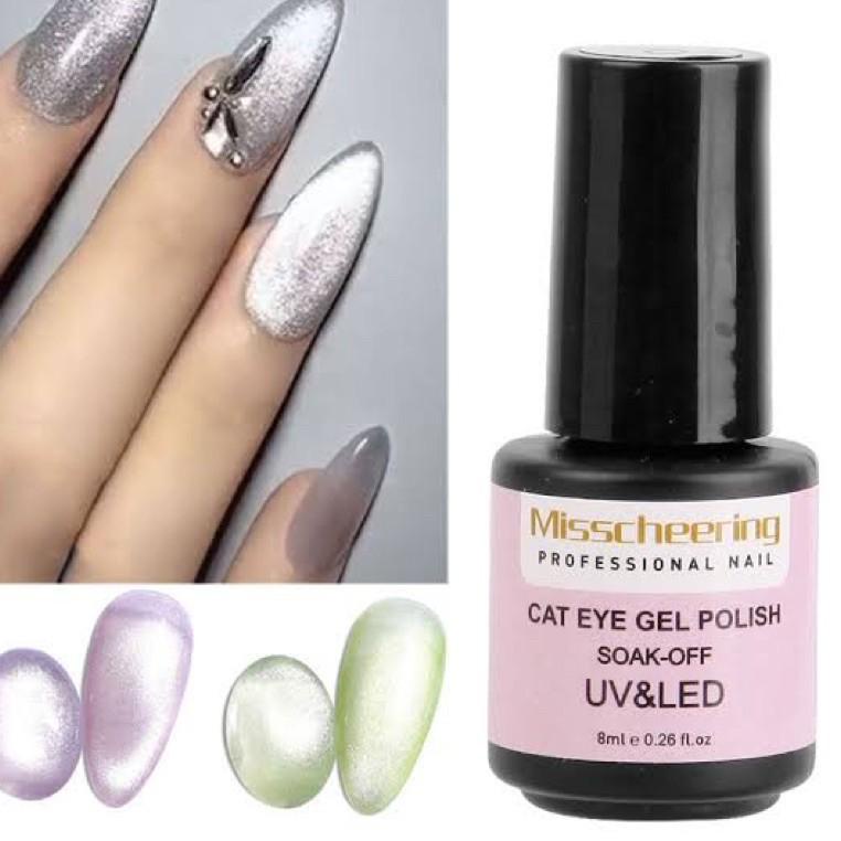 MISCHEERING 9D SILVER CAT EYE GEL POLISH KUTEK CAT EYES MATA KUCING SILVER GEL POLISH