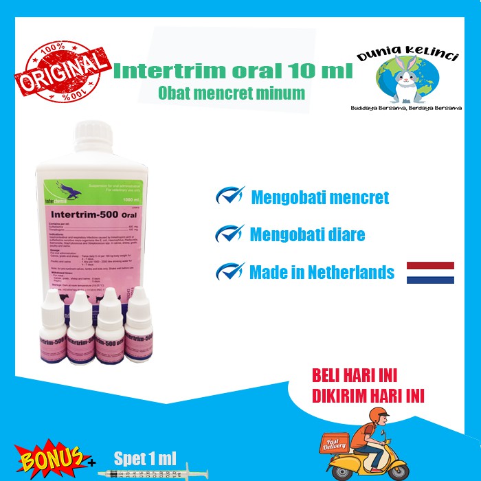 OBAT MENCRET INTERTRIM 10 ML DIARE BERAK DARAH KELINCI KUCING ANJING HAMSTER SAPI KAMBING HEWAN