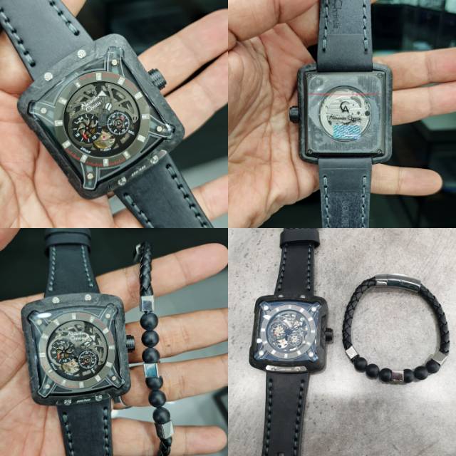 Jam Tangan Alexander Christie 3030 AC 3030 Body Carbon Ringan Tali Kulit Automatic garansi 1thn