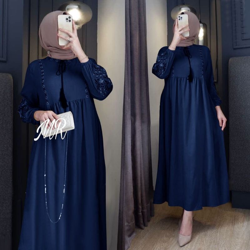 MAXY HANIFA BORDIR, SHAKILA , GAMIS HIJAB MUSLIM, MAXY DRESS, 3 UKURAN