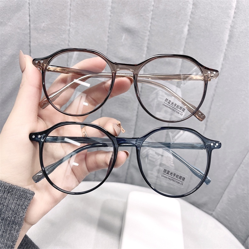 (YUZHU) Tr90 Kacamata Fashion Gaya Retro Korea Frame Bulat Bahan Metal Untuk Wanita