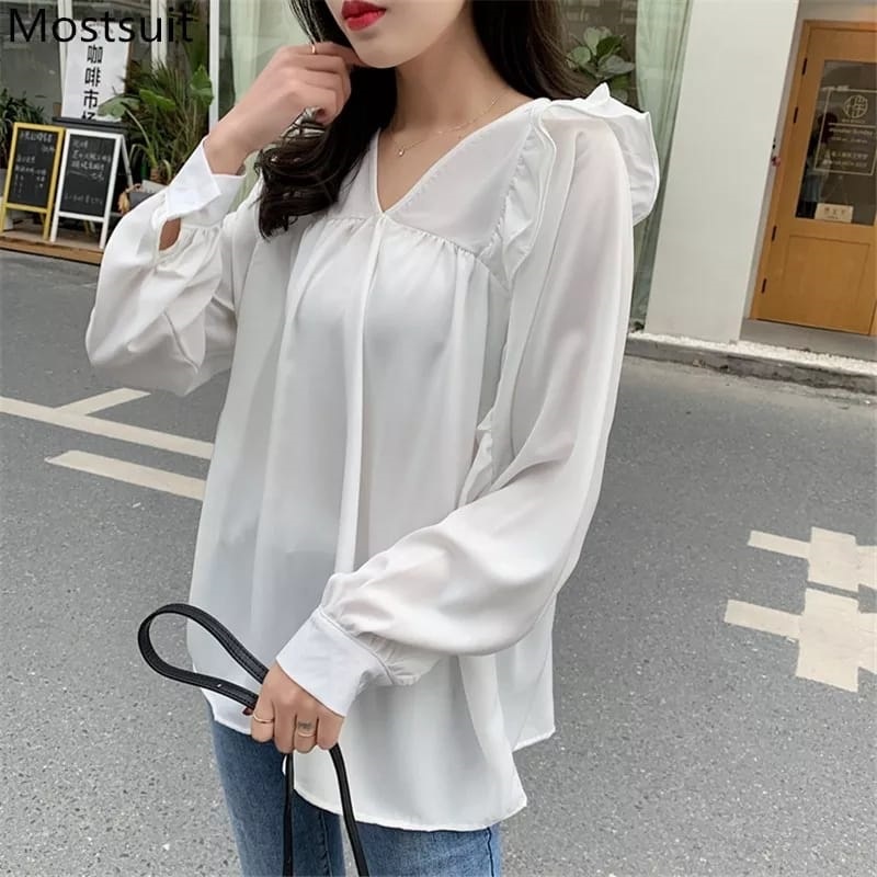 Shiori Blouse - Size S M L XL XXL XXXL 5L - Blouse Korea Jumbo - Baju Jumbo - Baju Big Size Korea - Blouse Big Size - Atasan Wanita Jumbo - Jumbo 2XL 3XL