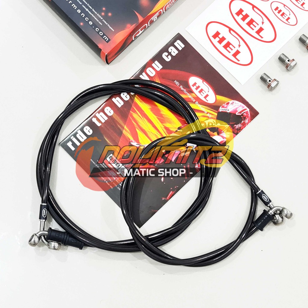 Selang Rem Racing HEL Infinit Carbon NON ABS Depan Belakang NMAX