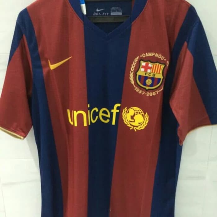 NJSTO684 JERSEY BOLA BARCELONA HOME RETRO KLASIK 2007 GRADE ORI OFFICIAL