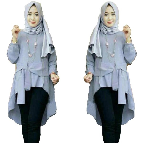Baju Muslim Tunik Cantika Abu SW - Baju Tunik Wanita Baloteli Abu