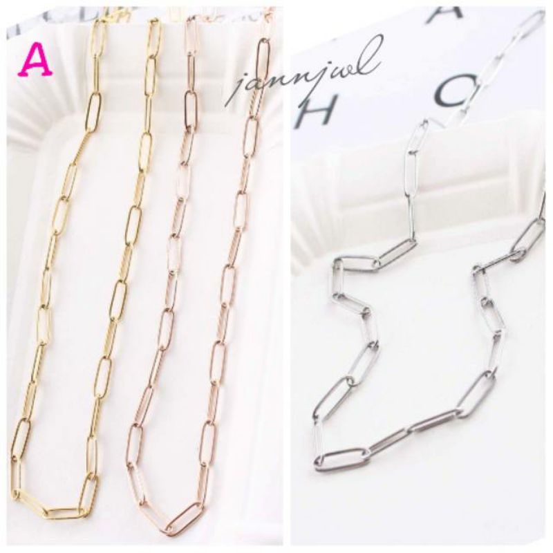 Kalung peperclip anak dewasa titanium asli anti alergi dan karat 36cm 45cm 50Cm 60cm