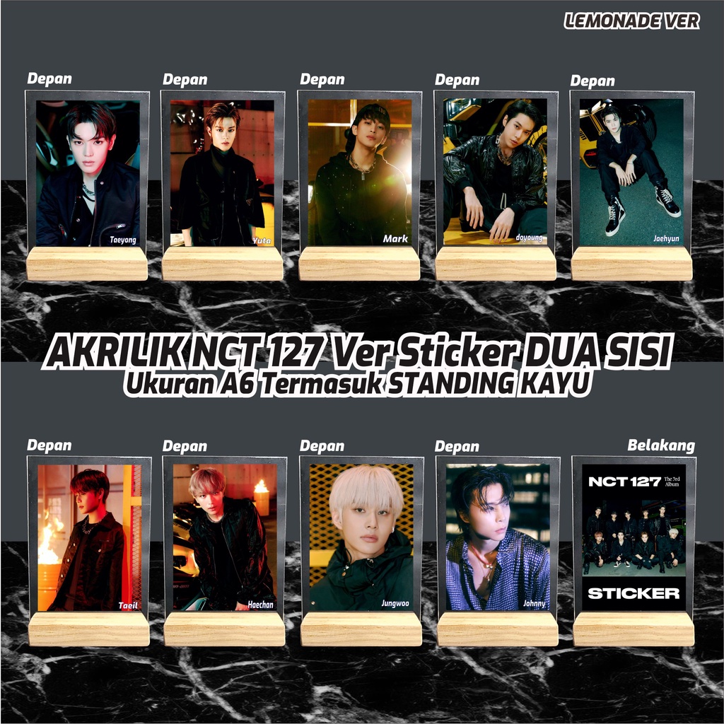 Akrilik Photo NCT 127 // Ver Album Sticker // Gambar 2 sisi // Termasuk Stand Kayu