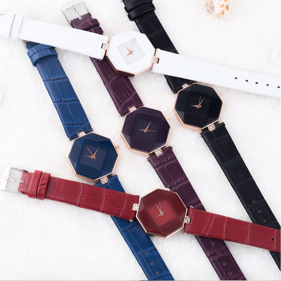 Geneva Fashion Strap Leather Jam Tangan Wanita ( Group ) - Diamond