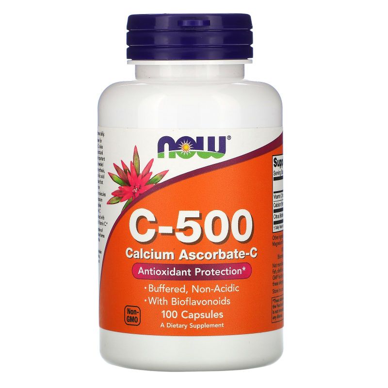 Now C-500 mg Calcium Ascorbate 100 veg caps Buffered Vitamin C 500 mg Buffered Vit C 500 mg ORI USA