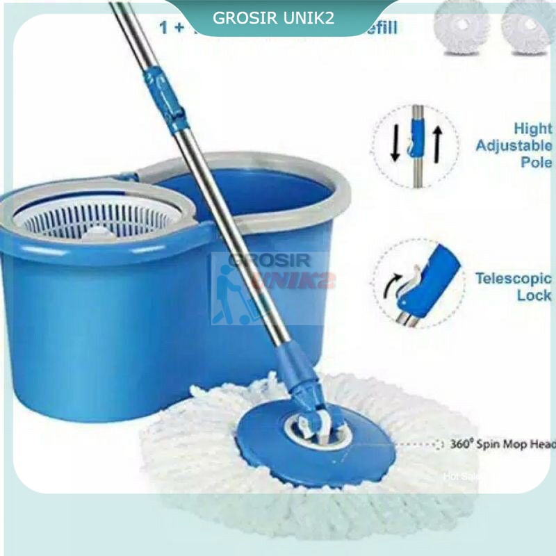 Spin Mop Alat Pel Putar Praktis Pel Lantai Ultra spin mop 2 kain