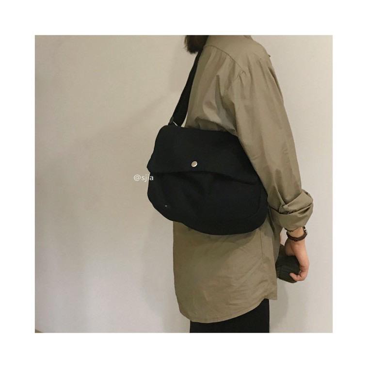 BP Sling Bag Tas Selempang  Unisex Pria Wanita Canvas Vintage Crossbody Premium Handmade-HITAM