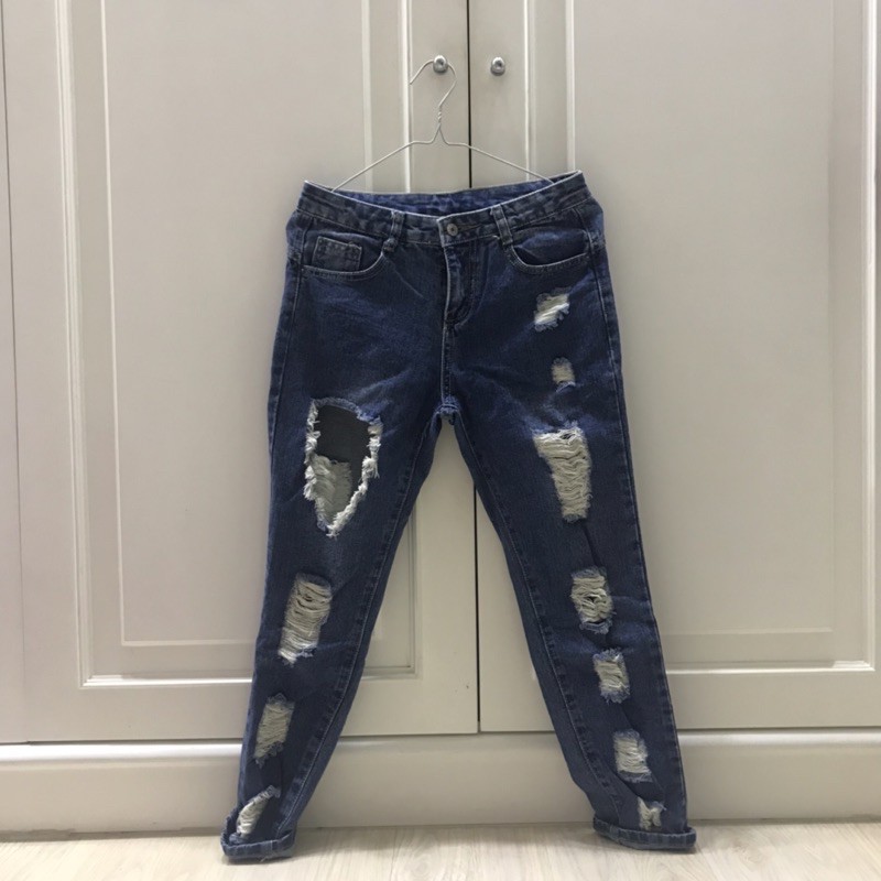 Preloved 7/8 Ripped Jeans Celana Panjang