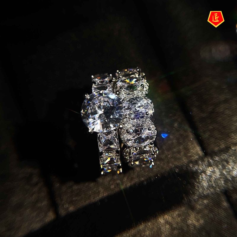 [Ready Stock]Luxury Fashion Shining Moissanite Ring Set