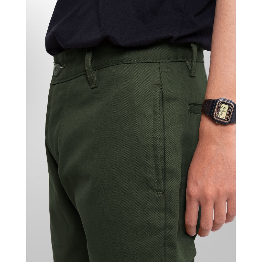 Morgen Slim Straight Chino Pants - Army Green