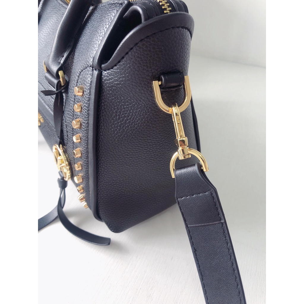 {Instant/Same Day] 039  black  M-K Michael Kors Smiley Studded Biker Bag Ladies Handbag Shoulder Bag Crossbody Bag  ttb