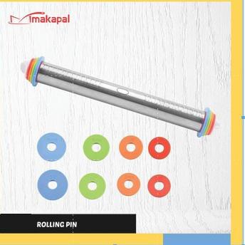 

J46M Gilingan Kue 4 ukuran ada penggaris ukuran/centi nya di gagang 1 roll / Rolling Pin 4 in 1 Maka