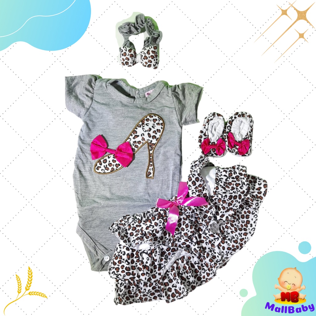 Baju Bayi Perempuan 0 3 6 9 12 Bulan Setelan Jumper Bayi Perempuan Lucu Set Bandana High Heels