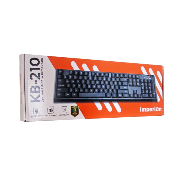 KEYBOARD USB IMPERION MULTIMEDIA WIRED MEMBRANE FULLSIZE KB-210 KB210