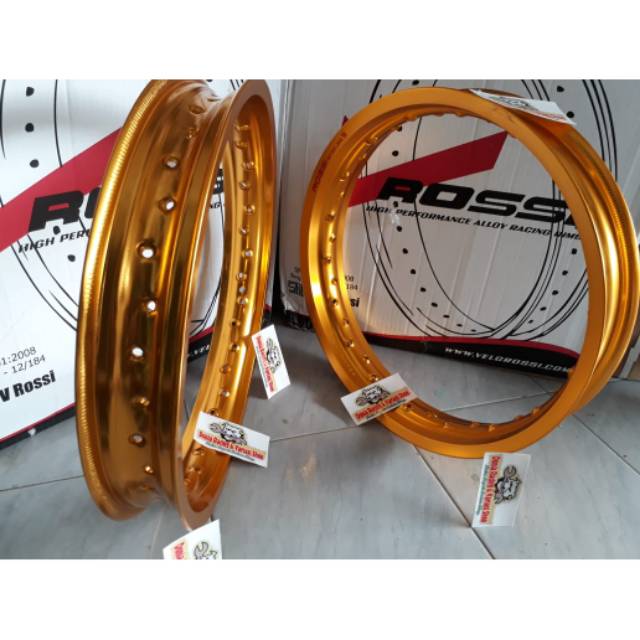 Velg Rossi Pelek Rossi 140 140 17 / 140 160 17 / 160 185 17 / 185 215 17 / 215 250 17 Lingkaran Rossi Sepasang 2Velg ring 17 Gold Hitam Merah Biru Ungu Silver sepasang depan belakang