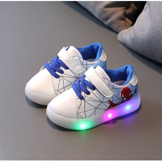 Sepatu anak led sneaker spiderman new 001