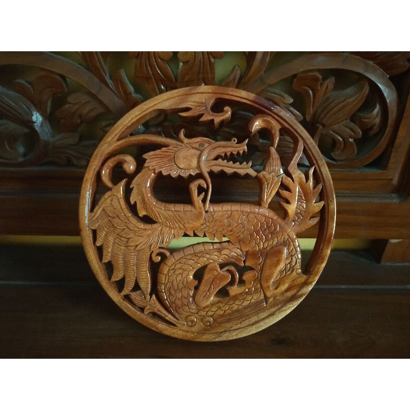 hiasan dinding,ukiran kayu bentuk naga handcraft