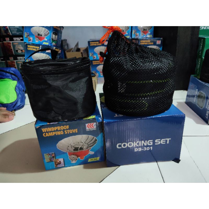 Paket Alat Masak Komplit 4 wajan Kompor Winproof Cooking Set DS301 &amp; Stove K203 Camping Outdoor