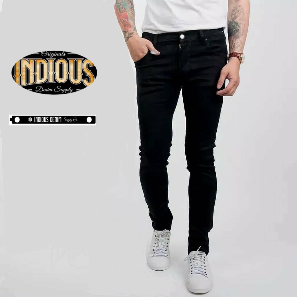 Celana jeans pria / celana panjang Straight celana jeans hitam panjang skinny semi slimfit cowo / cowok