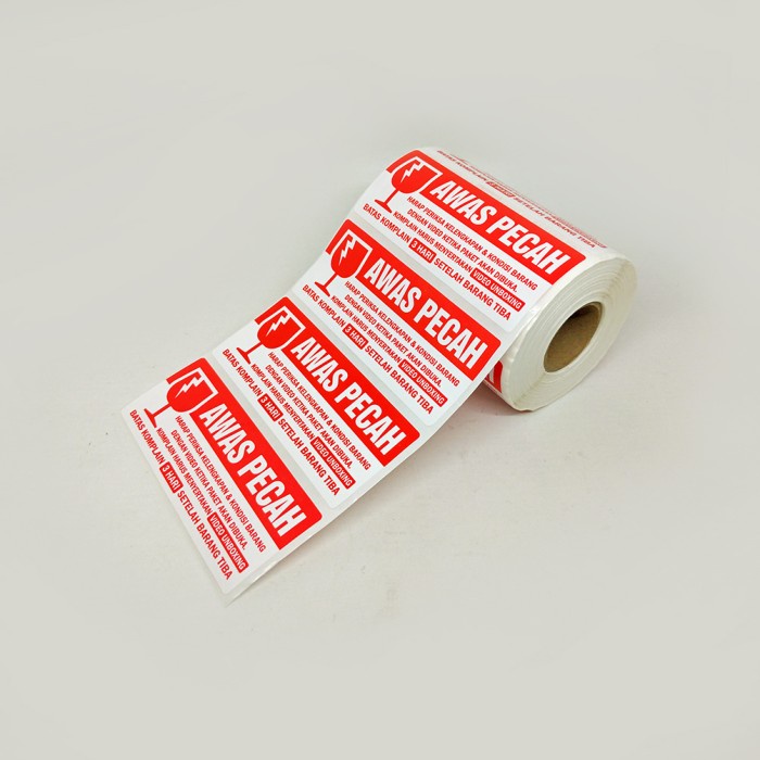 

ghg Sticker Label Awas Pecah Stiker Pengiriman Wajib Video Unboxing 8,5 x 3,5 cm (1 roll/ pcs)