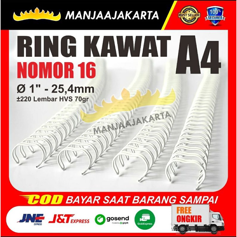 

Ring Kawat No.16 putih A4 Spiral Kawat 1 inch putih Kawat Spiral Jilid Buku Agenda Wire Binder spiral kawat Nomor 16 putih A4 double wire murah