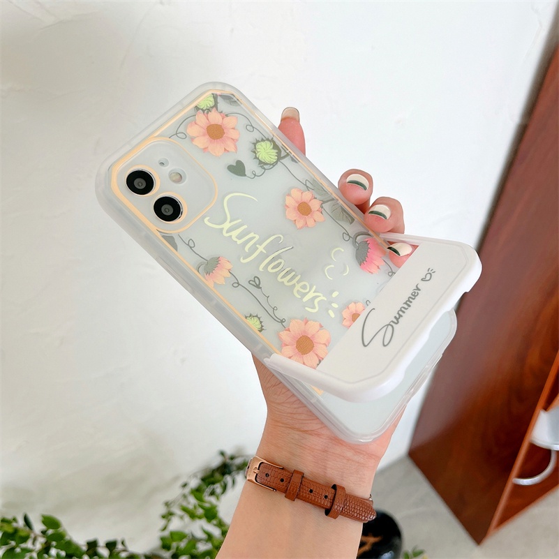 Casing Silikon iPhone 13 12 11 Pro Max X Xr Xs Max 8 7 Plus Motif Bunga Daisy Shockproof