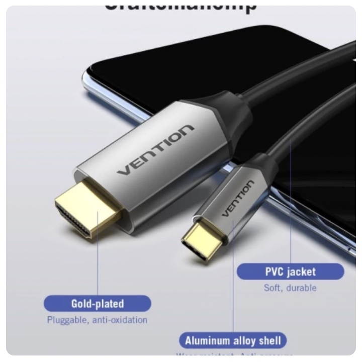 Vention Kabel USB Type C to HDMI 1.5M / 1.5 Meter Tipe C 3.1 to HDMI Cable CGS USB-C