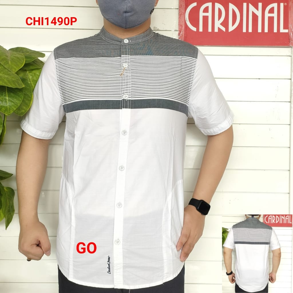 gof XL-4XL CARDINAL KEMEJA KOKO PUTIH JUMBO Jeans Taqwa Pakaian Pria Original Baju Muslim Polos Lengan Pendek TSQ1