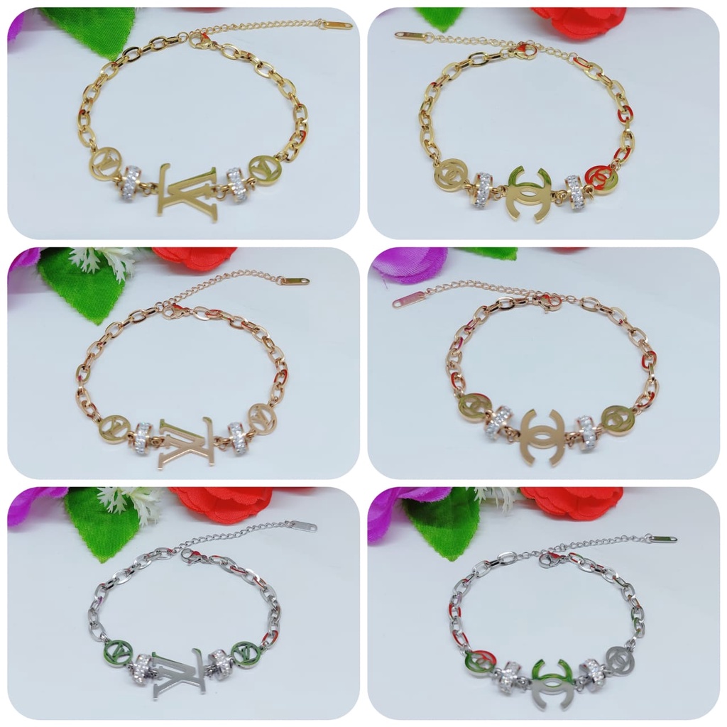 Gelang titanium permata perhiasan fashion 0314