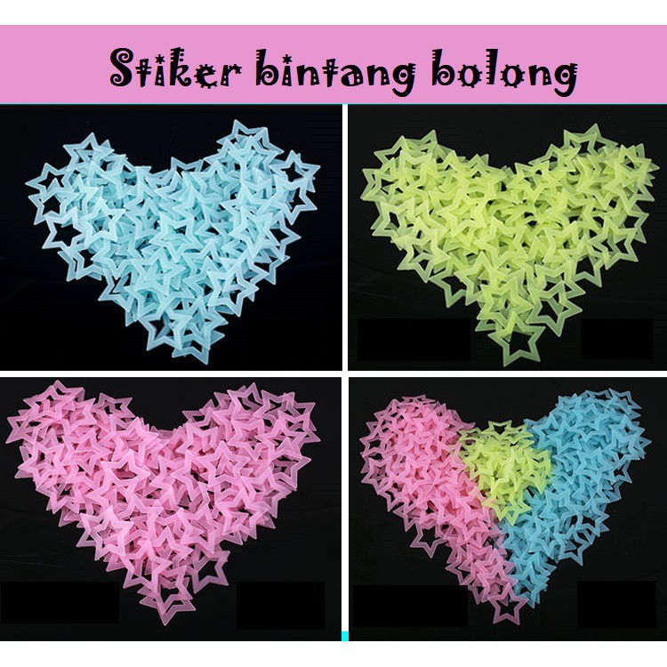 [NEW] 20 Pcs Perbungkus Stiker Bintang Bolong Stiker Dinding Hiasan Kamar Dekorasi Kamar