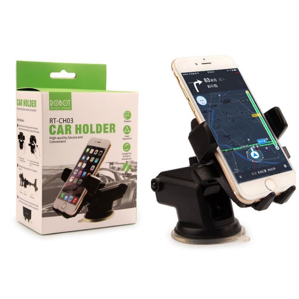 Car Holder Mobil Robot Dudukan Pegangan HP GPS di Dashboard Kaca Mobil