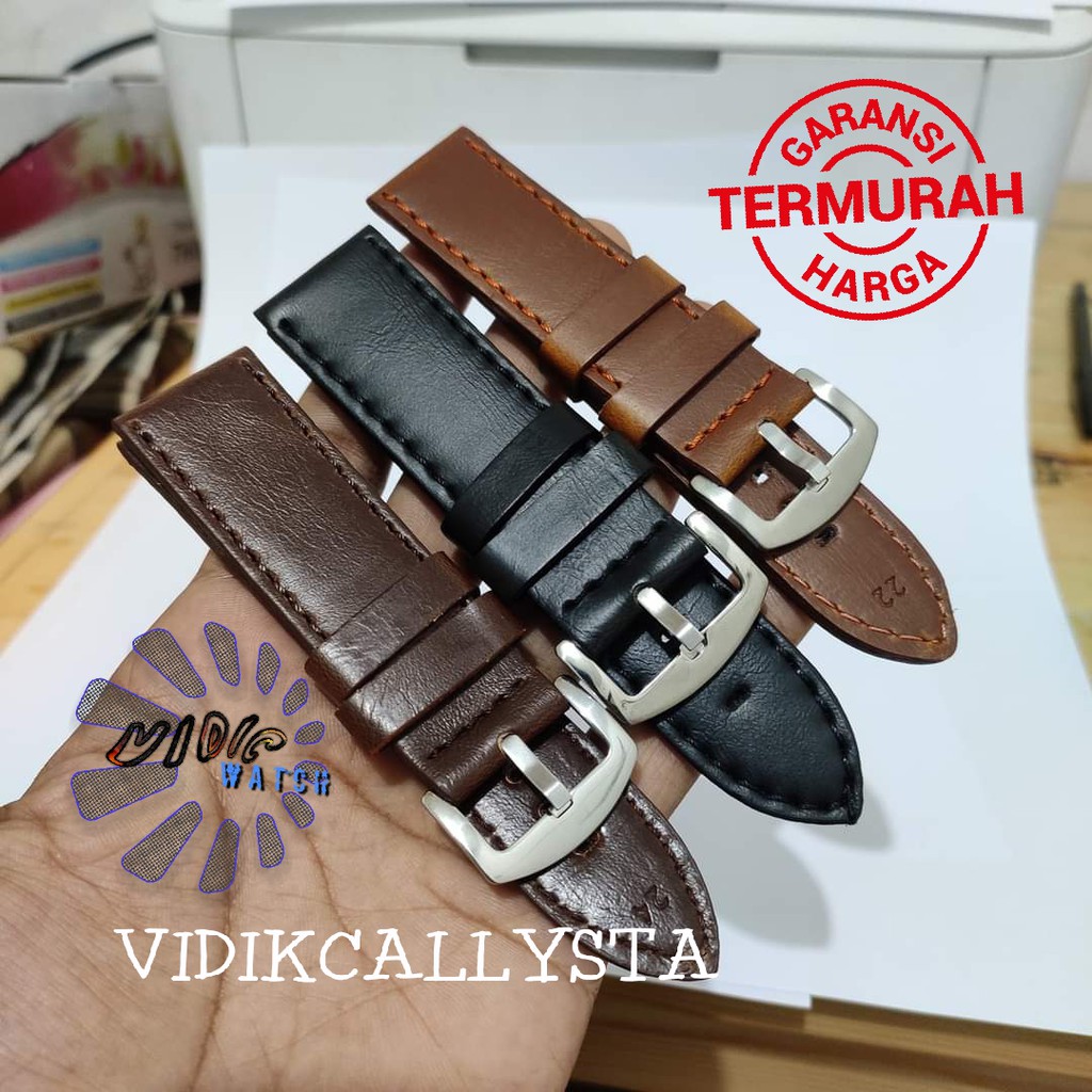 TALI KULIT STRAP WATCH JAM TANGAN LEATHER TEBAL BAGUS 22MM 24MM 22 24