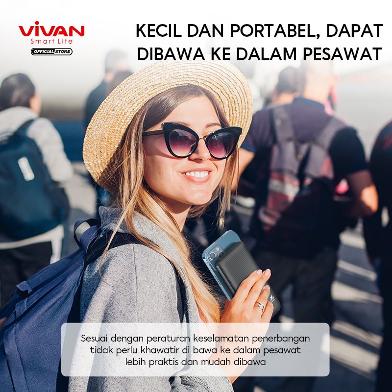 VIVAN Powerbank 10000 mAh VPB-W11 Wireless 3 Output Fast Charging 20W QC3.0 PD Support Semua Type Smartphone-Garansi 1 Tahun