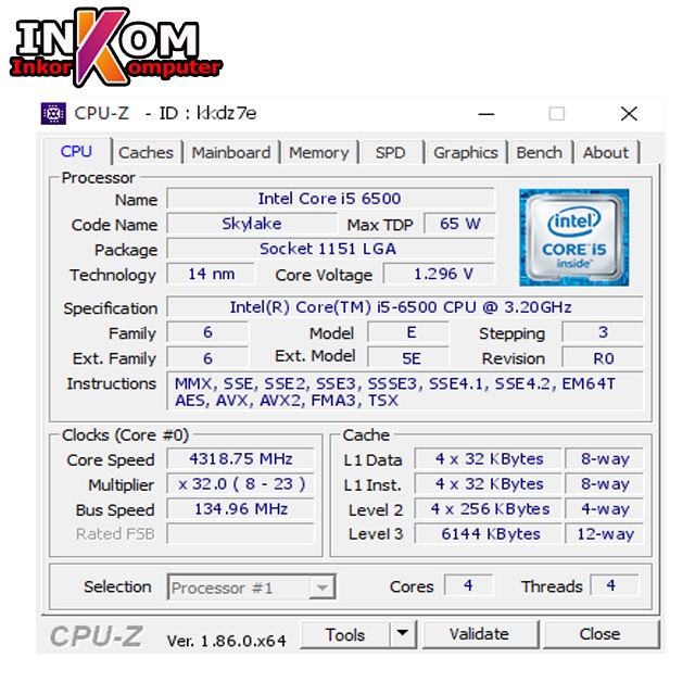 Processor Intel Core i5 6500 Socket 1151 Skylake Plus Fan intel