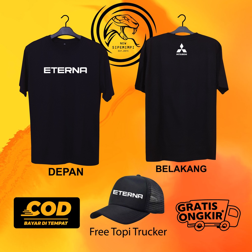 satu paket kaos dan topi mitsubishi ETERNA katun combed 24s tebal premium
