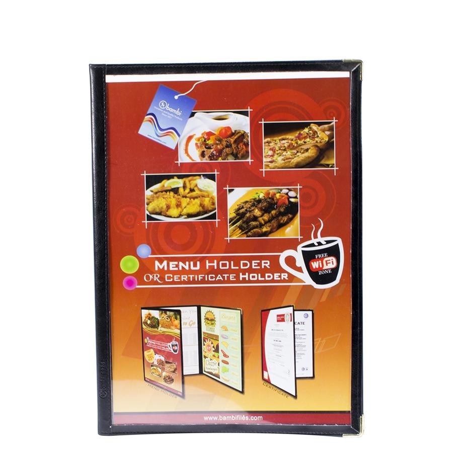 

Yang Dicari] DISPLAY BOOKS / CLEAR HOLDER BAMBI 5825 FOLIO MENU BLACK 1 PAK = 5 PCS