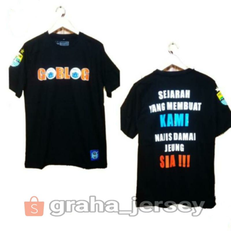 Kaos THE JAK GOBLOG Najis Damai Jeung SIA Versi Viking Persib Hitam Distro 2022